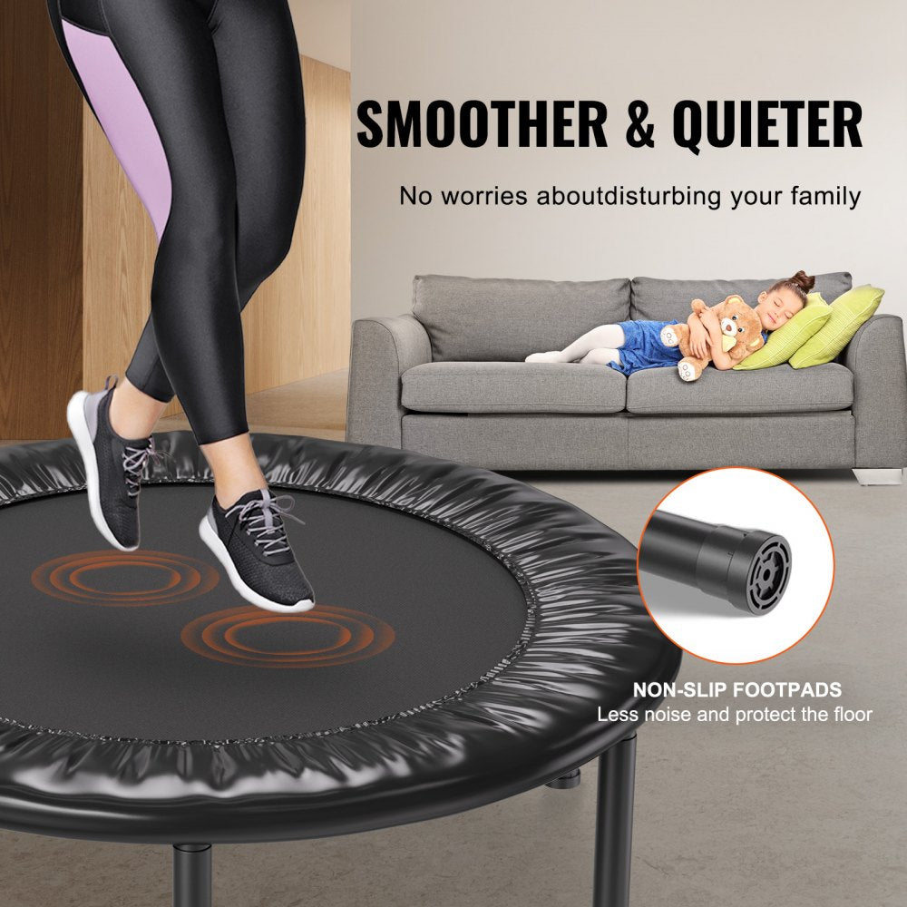 VEVOR Foldable Mini Trampoline, 36 Inch Fitness Rebounder, Max Load 220 lbs Exercise Trampoline, Stable & Quiet Indoor Small Workout Trampoline, Mini Trampoline for Adults Indoor/Garden Workout