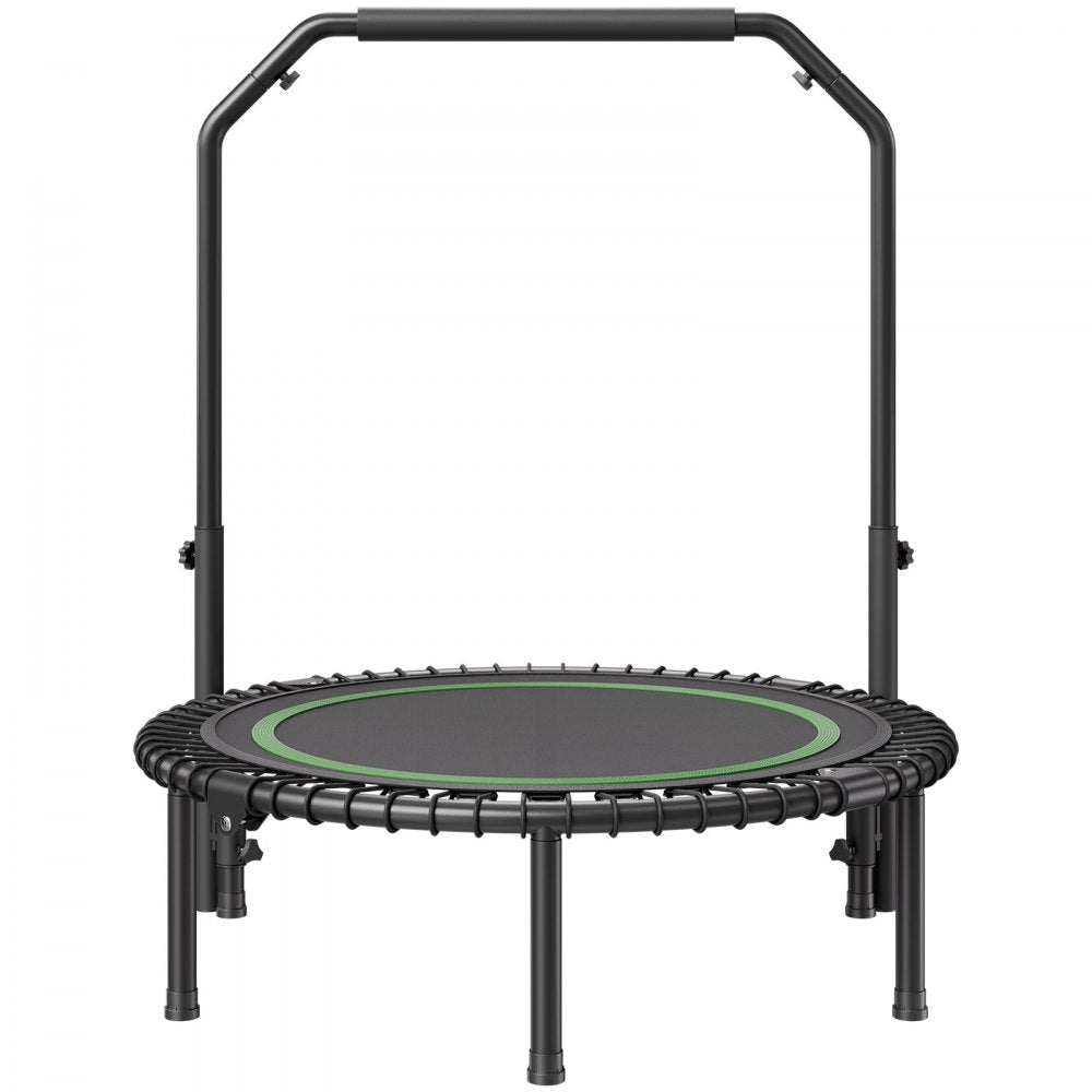 VEVOR Foldable Mini Trampoline, 40 Inch Fitness Rebounder, Max Load 330lbs Exercise Trampoline, Stable & Quiet Trampoline with 4 Level Height Adjustable Foam Handle, for Adults Indoor/Garden Workout