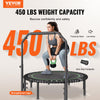 VEVOR Foldable Mini Trampoline, 51 Inch Fitness Rebounder, Max Load 450lbs Exercise Trampoline, Stable & Quiet Trampoline with 4 Level Height Adjustable Foam Handle, for Adults Indoor/Garden Workout