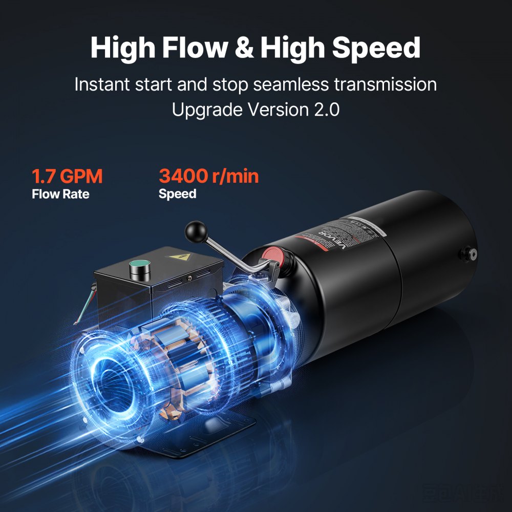 VEVOR 110V 10 Quart Hydraulic Power Unit, 2.2KW Automotive Hydraulic Pump for Dump Trailers, Auto Shop Car Lift Power Unit for Two and Four-Post Auto Hoists (Vertical Installation)