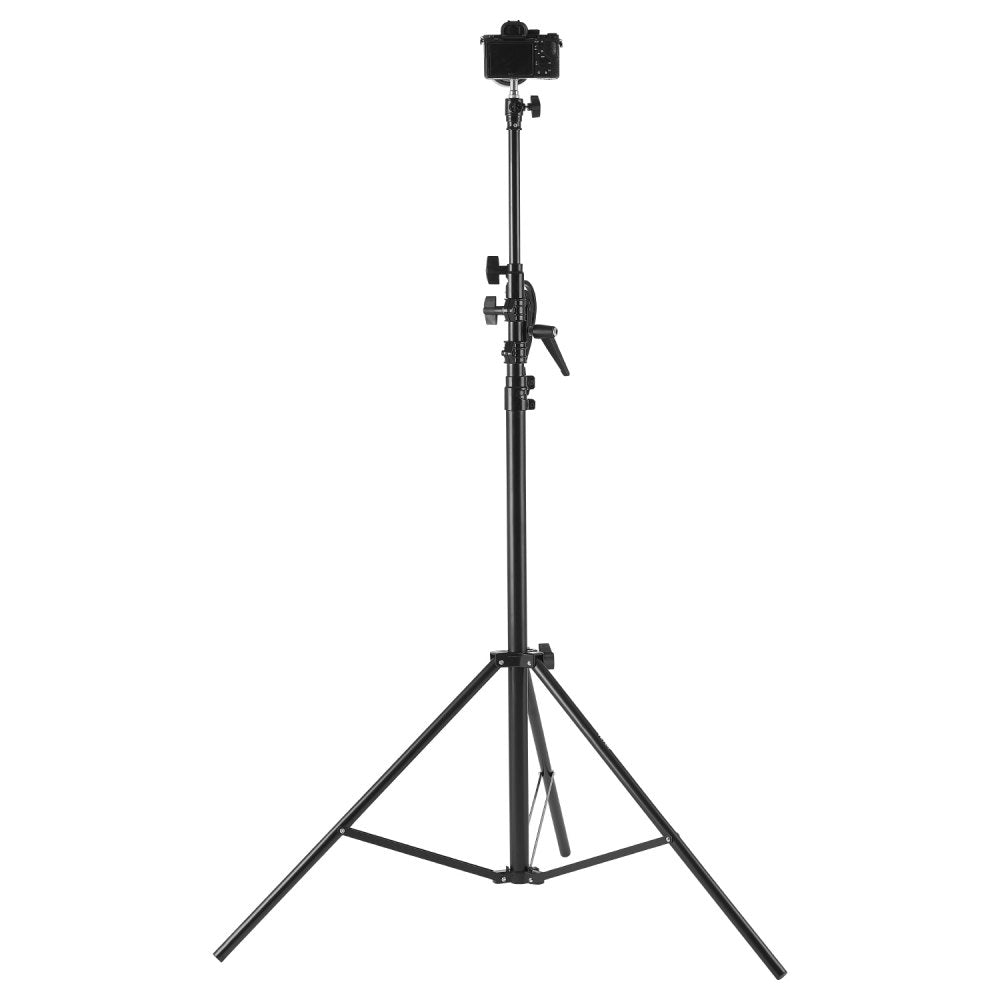 VEVOR Air Cushioned Aluminum Light Stand, Max Height 12.8 ft/390 cm, Adjustable Photography Stand with Boom Arm, Sandbag, Max Load 5kg, 1/4 in Screw for Softbox, Studio Flash, Umbrella, Ring Light