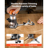 VEVOR Wood Router, 1 HP 710W, Variable Speed Palm Router Tool with 1/4 in Collet, Compact Edge Wood Trimmer with Fixed, Plunge & Tilt Base, Soft Start, for Woodworking, Trimming, DIY Projects, Corded
