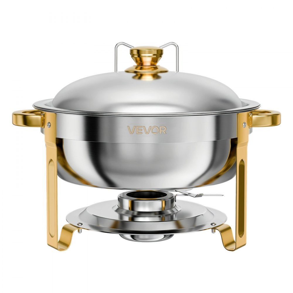 VEVOR 4 Packs Chafing Dishes for Buffet Set, 6QT Stainless Steel Chafer, for Banquet Party Wedding Catering Events, Round Stackable Buffet Servers and Warmers, with 4 Pots and Fuel Holder