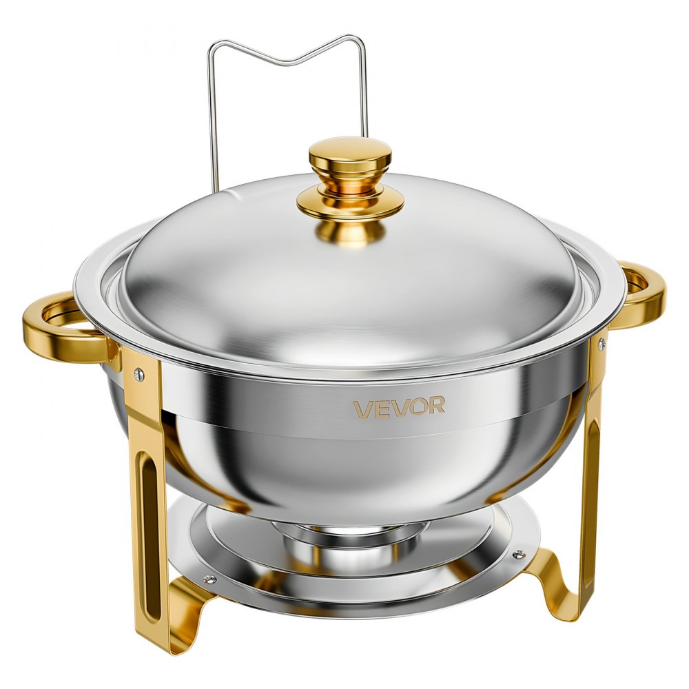 VEVOR 4 Packs Chafing Dishes for Buffet Set, 6QT Stainless Steel Chafer, for Banquet Party Wedding Catering Events, Round Stackable Buffet Servers and Warmers, with 4 Pots and Fuel Holder