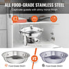 VEVOR Chafing Dish Buffet Set, 4 Qt 2 Pack, Stainless Steel Chafer with 2 Full Size Pans, Round Catering Warmer Server with Vented Glass Lid Water Pan Stand Fuel Holder Hook Spoon, at Least 4 People E