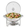 VEVOR Chafing Dish Buffet Set, 4 Qt 2 Pack, Stainless Steel Chafer with 2 Full Size Pans, Round Catering Warmer Server with Vented Glass Lid Water Pan Stand Fuel Holder Hook Spoon, at Least 4 People E