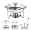 VEVOR Chafing Dish Buffet Set, 4 Qt 2 Pack, Stainless Steel Chafer with 2 Full Size Pans, Round Catering Warmer Server with Vented Glass Lid Water Pan Stand Fuel Holder Hook Spoon, at Least 4 People E