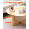 VEVOR Rattan Coffee Table, Round Rattan Woven Wood Coffee Table with Rubber Wood Top, 33 in Modern Boho Circular Storage Coffee Table with Natural Wood Legs, for Living Room, Bedroom & Small Spaces