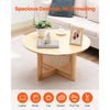 VEVOR Rattan Coffee Table, Round Rattan Woven Wood Coffee Table with Rubber Wood Top, 33 in Modern Boho Circular Storage Coffee Table with Natural Wood Legs, for Living Room, Bedroom & Small Spaces