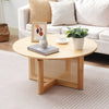 VEVOR Rattan Coffee Table, Round Rattan Woven Wood Coffee Table with Rubber Wood Top, 33 in Modern Boho Circular Storage Coffee Table with Natural Wood Legs, for Living Room, Bedroom & Small Spaces