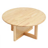 VEVOR Rattan Coffee Table, Round Rattan Woven Wood Coffee Table with Rubber Wood Top, 33 in Modern Boho Circular Storage Coffee Table with Natural Wood Legs, for Living Room, Bedroom & Small Spaces