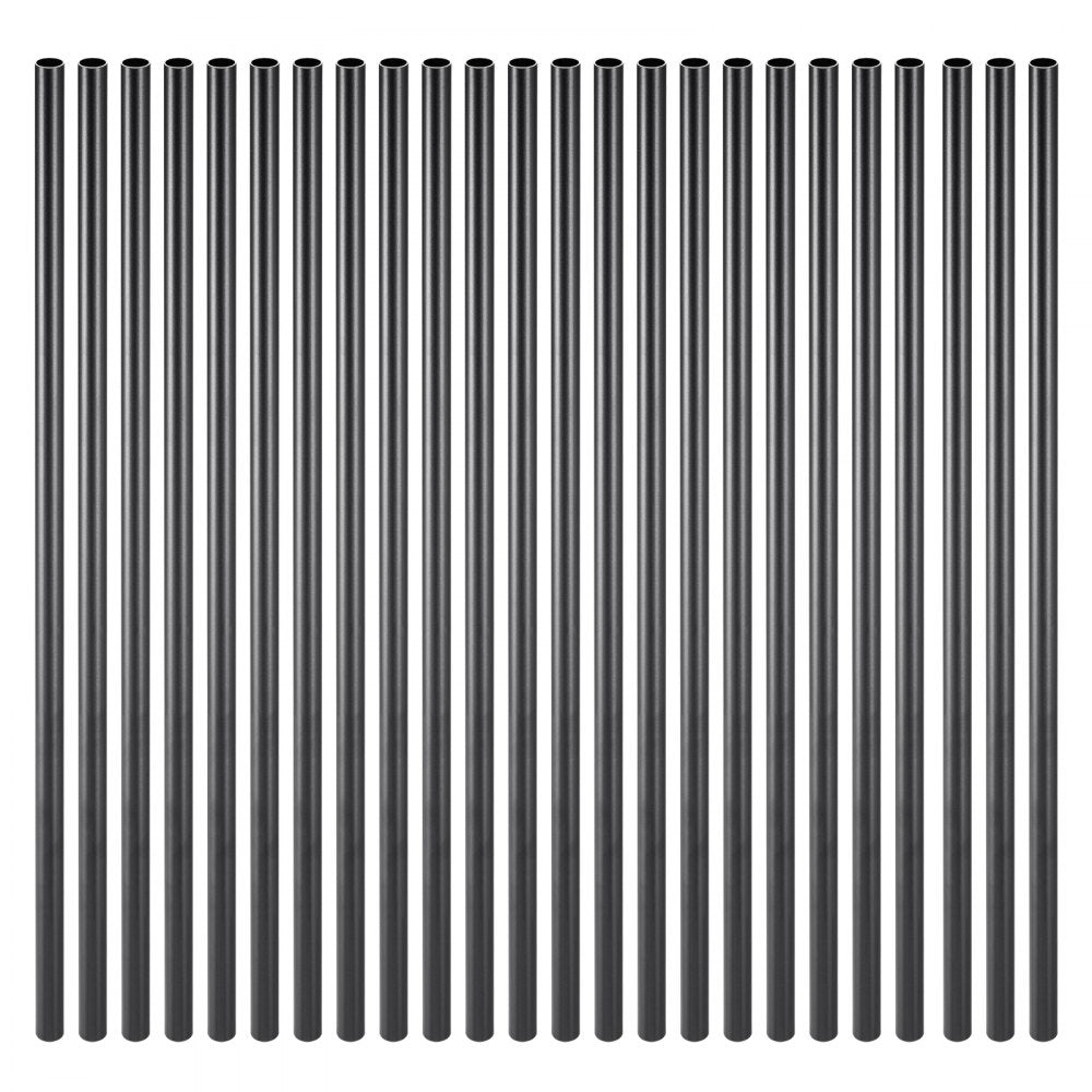 VEVOR Staircase Balusters 51 Pack, 26 In Aluminum Stair Balusters, 3/4 In Water-Proof Round Metal Spindle Railing, Hollow Deck Railing with Rail Caps & Screws for Stairs, Porch, Patio, Fence, Black