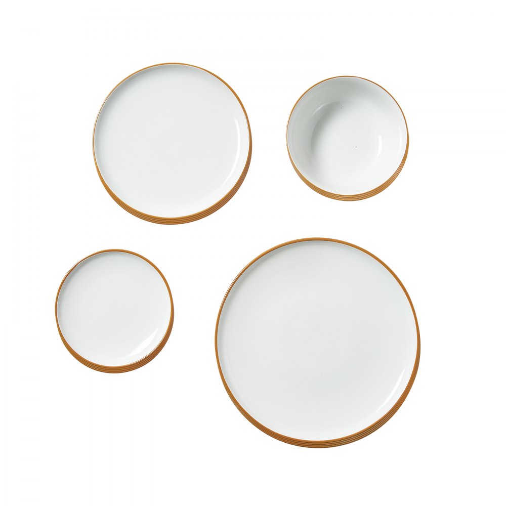 VEVOR Dinnerware Set, Service for 8 (32 PCS), Round Plates and Bowls Sets, Scratch Resistant Ceramic Dinner Ware, Dishwasher and Microwave Suitable Kitchen Dish, for Dessert Salad Soup Pasta, White