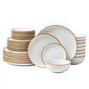 VEVOR Dinnerware Set, Service for 8 (32 PCS), Round Plates and Bowls Sets, Scratch Resistant Ceramic Dinner Ware, Dishwasher and Microwave Suitable Kitchen Dish, for Dessert Salad Soup Pasta, White