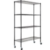 VEVOR Storage Shelving Unit with Wheels, 4-Tier Adjustable, 700 lbs Capacity, Heavy Duty Garage Shelves Metal Organizer Wire Rack, Black, 47.2" L x 17.7" W x 74" H for Kitchen Pantry Basement Bathroom