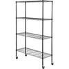 VEVOR Storage Shelving Unit with Wheels, 4-Tier Adjustable, 700 lbs Capacity, Heavy Duty Garage Shelves Metal Organizer Wire Rack, Black, 47.2" L x 17.7" W x 74" H for Kitchen Pantry Basement Bathroom