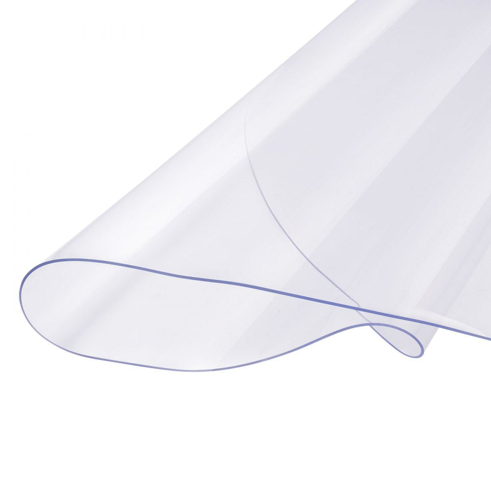VEVOR Plastic Table Cover, 48 x 48 Inch 2.0 mm Thick Clear Table Protector, Round PVC Desk Mat, Waterproof & Easy Cleaning Desk Pad Tablecloth, for Office Dresser Dining Room Table Night Stand
