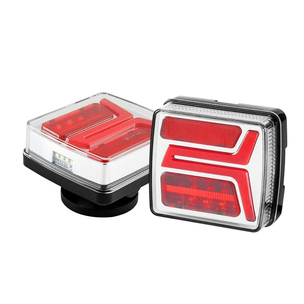 VEVOR Trailer Lights, 2PCS 12V Square Magnetic LED Trailer Tail Lights Kit with Stop Brake Turn Tail License Lamp, Waterproof Tow Lighting Kit with Wiring Harness for Boat Truck Camper RV Snowmobile