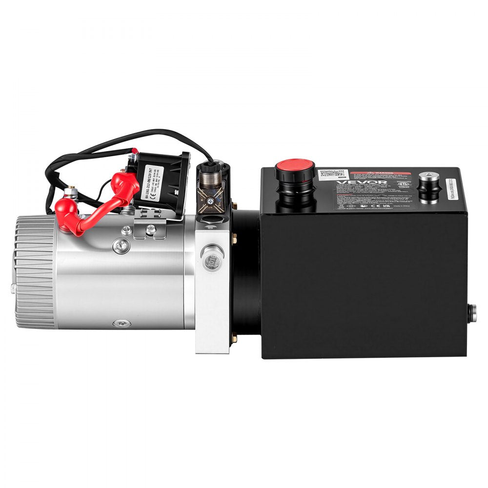 VEVOR 4 Quart Hydraulic Pump, Single Acting Hydraulic Power Unit, 3200 PSI Max Relief Pressure, 0.91 GPM Flow Rate, DC12V 1.6KW Power Unit for Dump Trailer Car Lifting (Horizontal Installation)