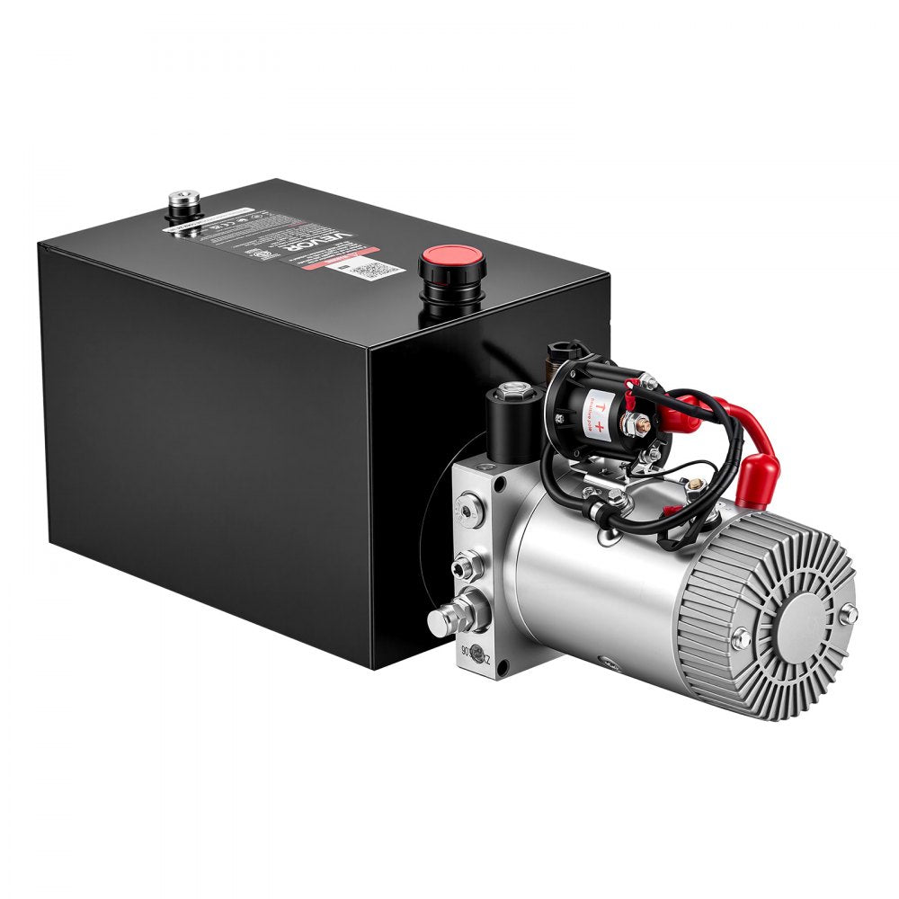VEVOR 12 Quart Hydraulic Pump, Single Acting Hydraulic Power Unit, 3200 PSI Max Relief Pressure, 0.91 GPM Flow Rate, DC12V 1.6KW Power Unit for Dump Trailer Car Lifting (Horizontal Installation)
