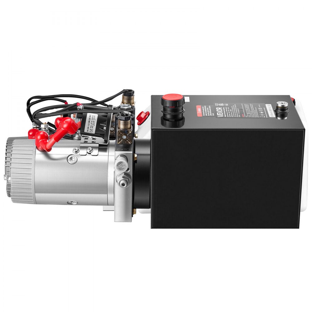 VEVOR 8 Quart Hydraulic Pump, Double Acting Dump Trailer Pump, 3200PSI Max Relief Pressure, 0.91 GPM Flow Rate, DC12V 1.6KW Hydraulic Power Unit for Dump Trailer Car Lifting (Horizontal Installation)
