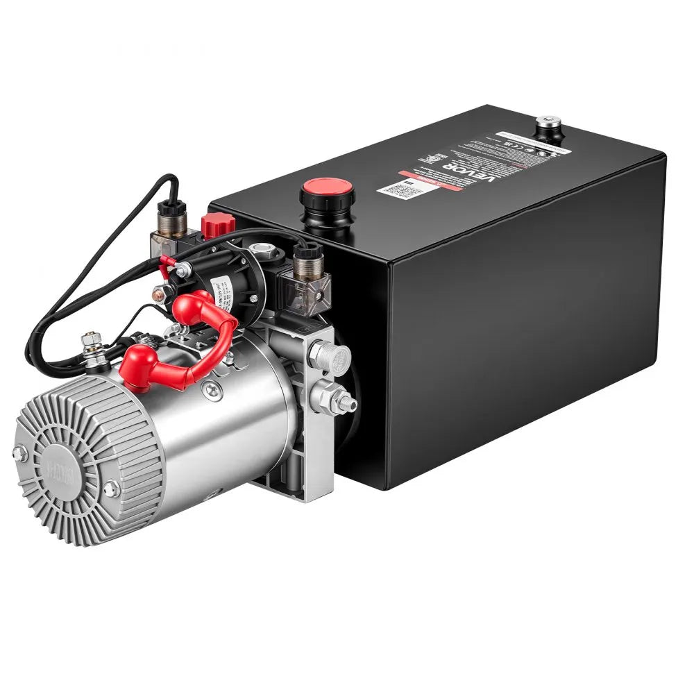 VEVOR 10 Quart Hydraulic Pump, Double Acting Hydraulic Trailer Pump, 3200PSI Max Relief Pressure, 0.91GPM Flow Rate, DC12V 1.6KW Power Unit for Dump Trailer Car Lifting (Horizontal Installation)
