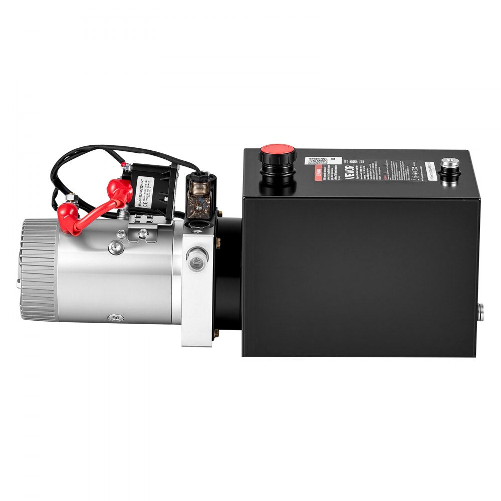 VEVOR 8 Quart Hydraulic Pump, Single Acting Hydraulic Power Unit, 3200 PSI Max Relief Pressure, 0.91 GPM Flow Rate, DC12V 1.6KW Power Unit for Dump Trailer Car Lifting (Horizontal Installation)