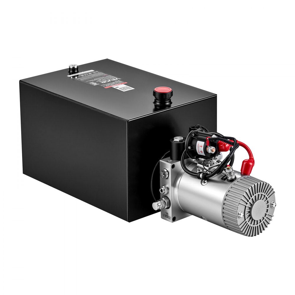VEVOR 20 Quart Hydraulic Pump, Single Acting Hydraulic Power Unit, 3200 PSI Max Relief Pressure, 0.91 GPM Flow Rate, DC12V 1.6KW Power Unit for Dump Trailer Car Lifting (Horizontal Installation)
