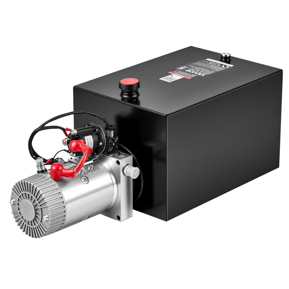 VEVOR 20 Quart Hydraulic Pump, Single Acting Hydraulic Power Unit, 3200 PSI Max Relief Pressure, 0.91 GPM Flow Rate, DC12V 1.6KW Power Unit for Dump Trailer Car Lifting (Horizontal Installation)