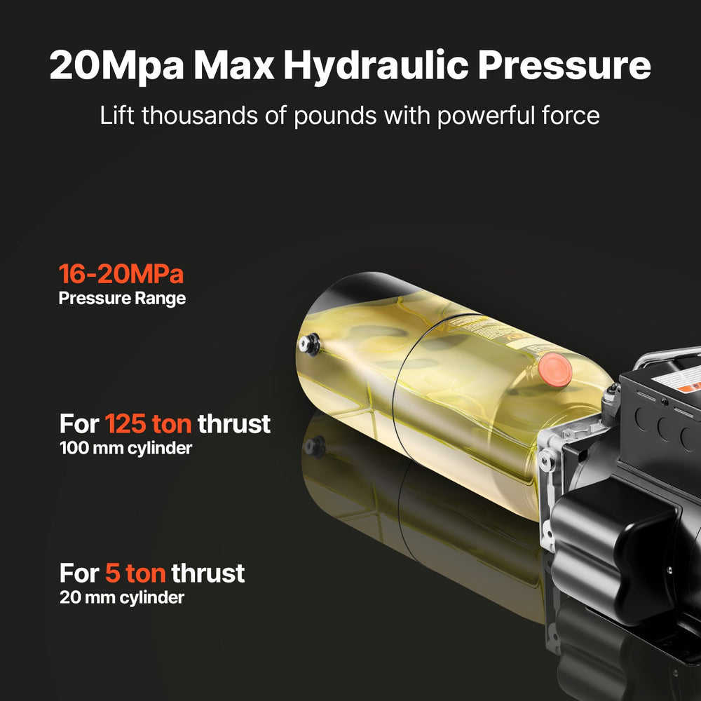 VEVOR hydraulic power unit pressure graphic - 20 MPa max hydraulic pressure
