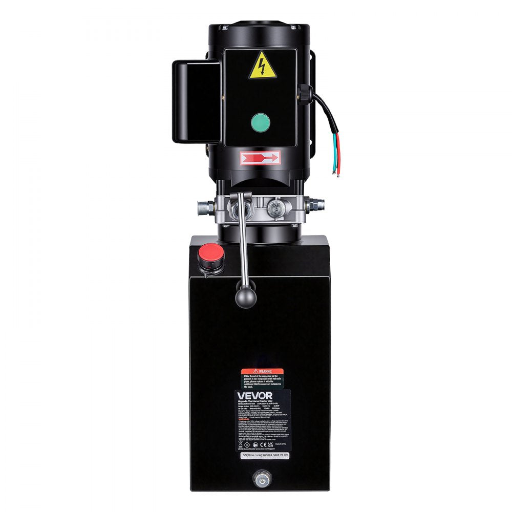 VEVOR 15 Quart Hydraulic Pump, 2.2KW Hydraulic Dump Trailer Pump Single Acting, 3200 PSI Max Relief Pressure, 1.7 GPM Flow Rate, AC220-240V Hydraulic Power Unit Car Lift (Vertical Installation)