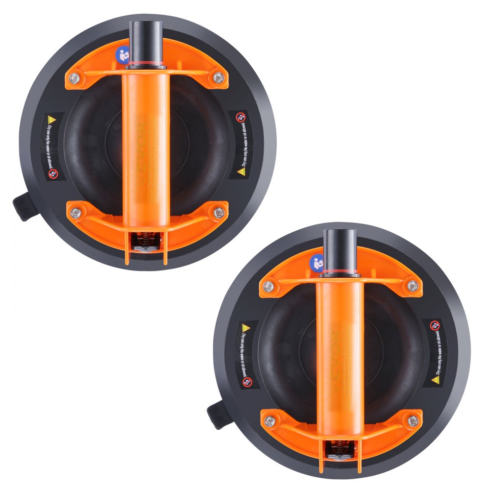 VEVOR Glass Suction Cup, 8" 2 Pack 615 lbs Load Capacity, Vacuum Suction Cup with Steel Handle & Carry Box, Heavy Duty Industrial Suction Cup Lifter Tool for Glass, Granite, Tile, Metal, Wood Lifting