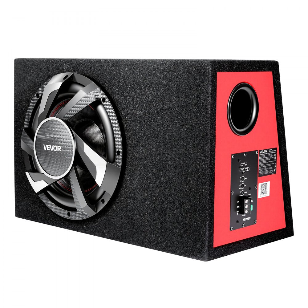 VEVOR Subwoofer Bass Package, 12 in, 245W RMS, Complete Car Audio Subwoofer and Amp Package, with Loaded Enclosure, Built-in Amplifier, and Wiring Kit, Slim Trapezoid , Compact for Car Audio Systems