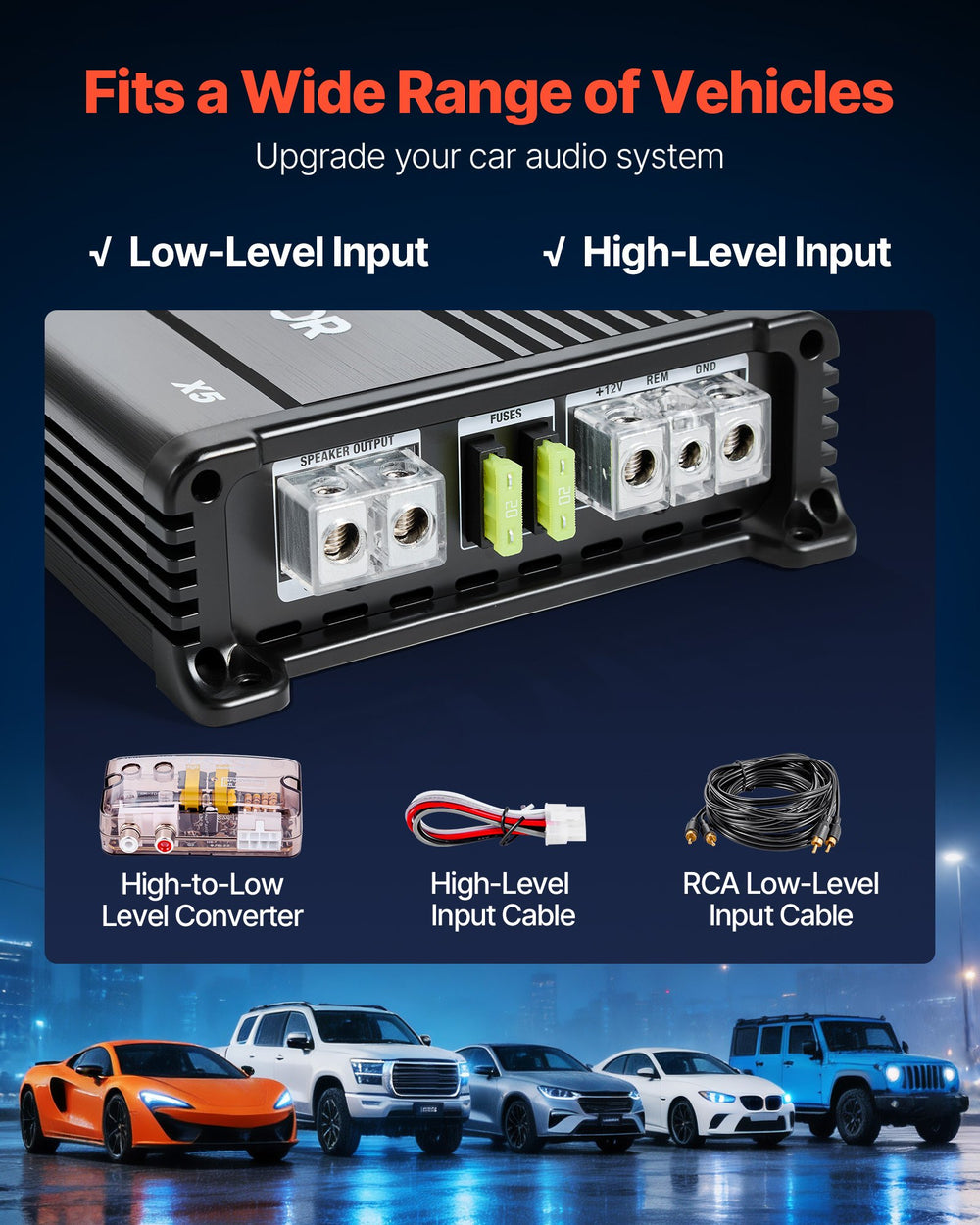 High compatibility inputs (low-level and high-level) with included high-to-low converter
