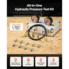 VEVOR Digital Hydraulic Pressure Test Coupling Kit, 10000 PSI Pressure Gauge Manometer Tester with 2 Gauges, 9 Test Couplings, 2 Quick-Release Couplers, 2 Hoses for Excavator Construction Machinery