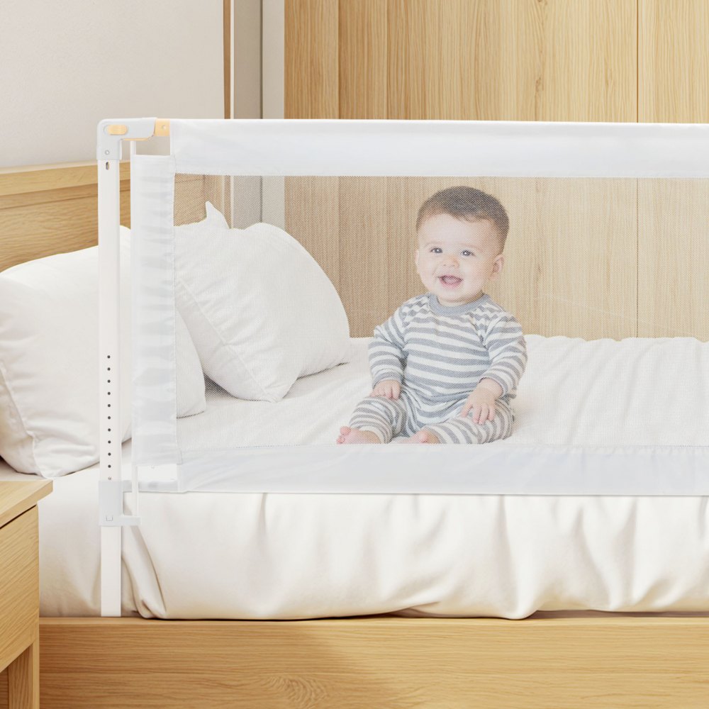 VEVOR 3 Piece Toddler Bed Rail, Kids Beds Guard Rail with Reinforced Iron Pipe and Oxford Cloth, Adjustable Height Bed Side Railing, Portable Guard Bumper Barrier for King Size, 3 Sides, Grey