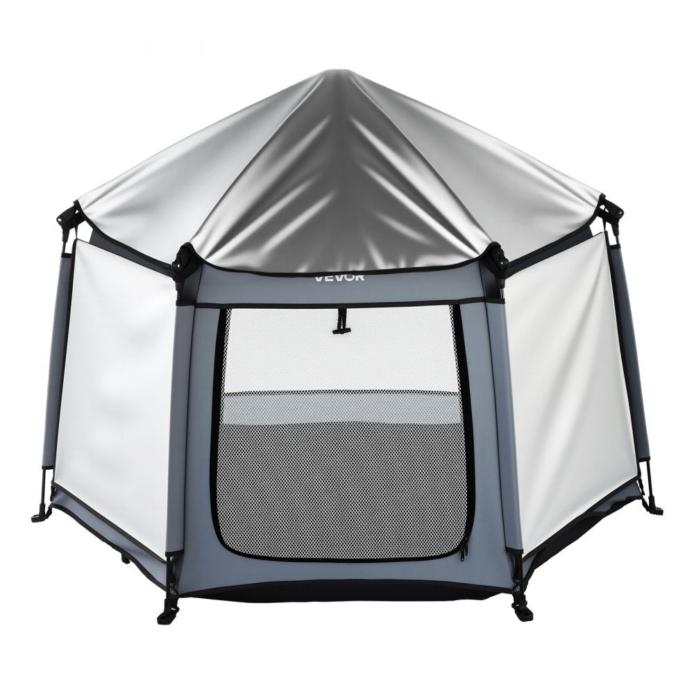 VEVOR Baby Playpen, Pop Up Toddler Playpen with Canopy, Indoor & Outdoor Portable Play Yard for Babies Toddlers with UPF 50+ Sunshades & Travel Bag for Home Park Beach, Foldable and Lightweight