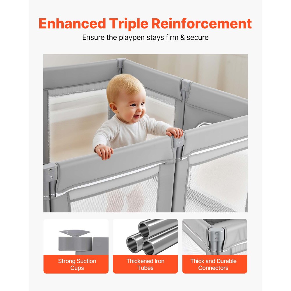 VEVOR Baby Playpen, 78.7″ x 70.1″ Extra Large Toddlers Playpen, Foldable Baby Fence Play Yard with Zippered Door & Soft Breathable Mesh, Indoor Outdoor Safety Activity Center - Great Gift for Toddlers