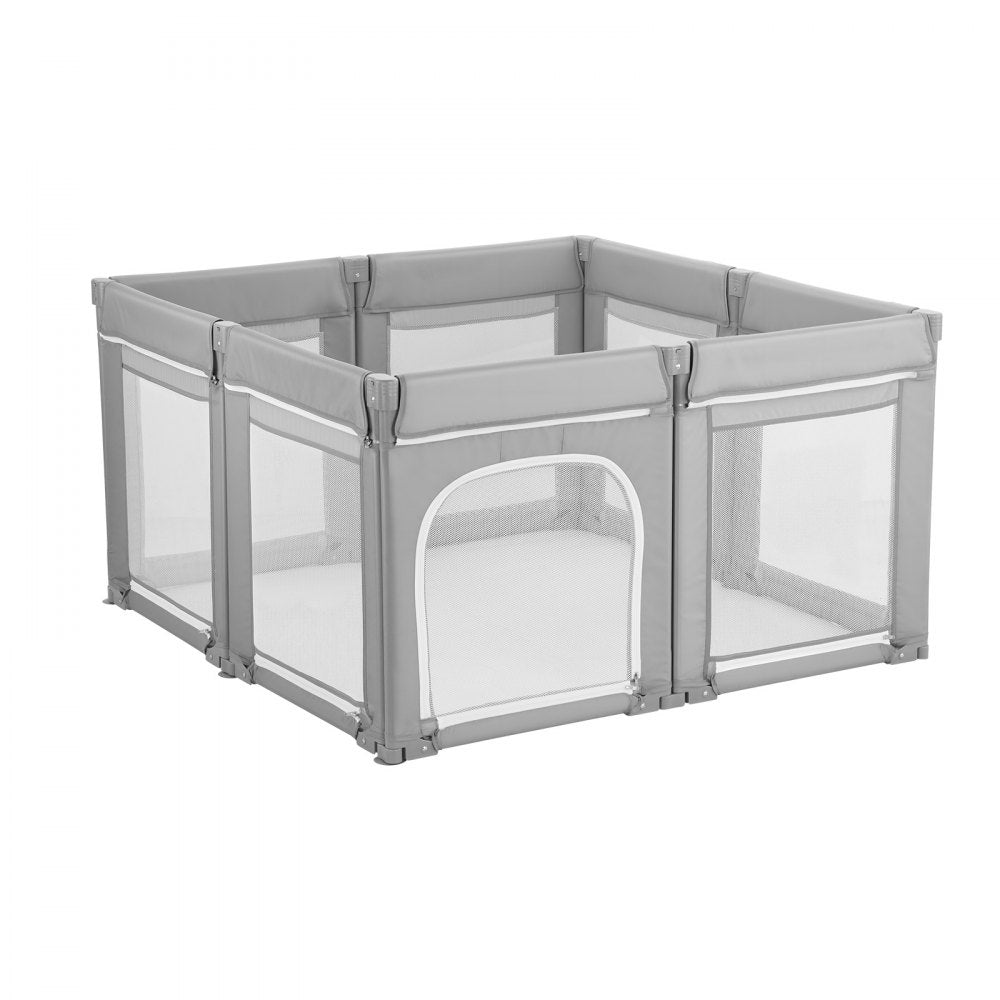 VEVOR Baby Playpen, 47.2″ x 47.2″ Foldable Toddlers Playpen, Indoor/Outdoor Baby Fence Play Yard with Zippered Door & Soft Breathable Mesh, No-Gap Toddlers Activity Center for 6 -24 Months Babies