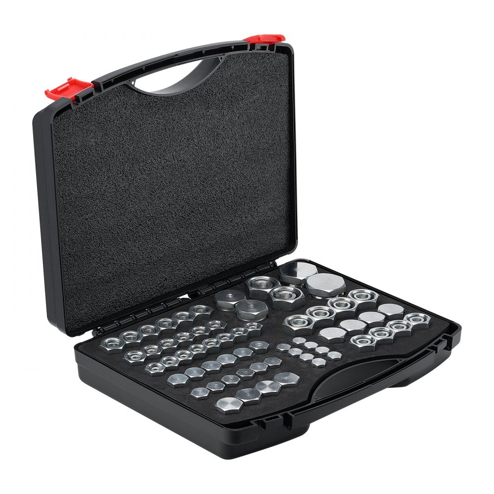 VEVOR 64 PCS DIN Hydraulic Fittings, Heavy Duty Master Industrial Hydraulic Cap and Plug, Hose Tube and Pipe Fitting Kit, Cap and Plug Kit with Precision Threading, Dash Sizes 14/16/18/22/26/30/36
