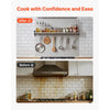 VEVOR 36" x 30" Stainless Steel Backsplash for Stove, Ultra Flat Splatter Guard with Storage Shelf & Hanging Rack, Wall Shield Range Hood Panel, Easy Clean, Pre-Drilled Holes for Easy Installation