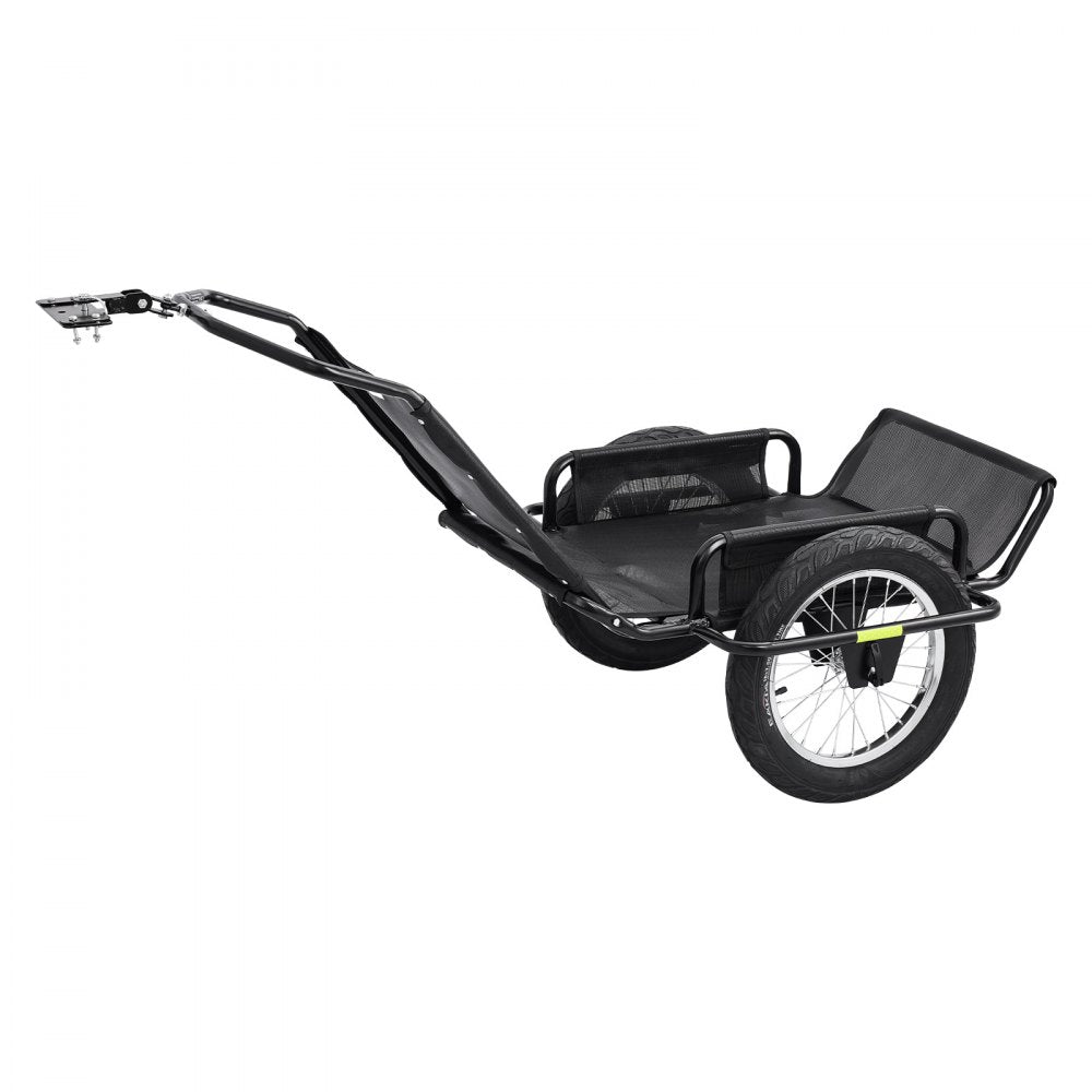 VEVOR Bike Cargo Trailer 320 lbs Load Heavy-Duty Bicycle Game Cart Foldable, All-Purpose Utility Trailer with 16-Inch Wheels for Any Terrain, Off-Road, Carbon Steel Frame, Fits 22-28 in Bike Wheels