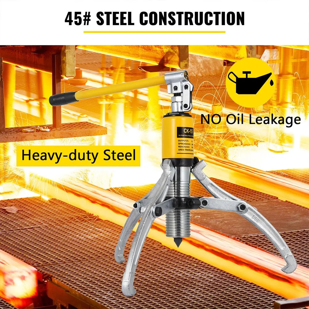 15 Ton Hydraulic Gear/Bearing/Wheel Bearing Puller Separator 2 or 3 Jaws w/ Case