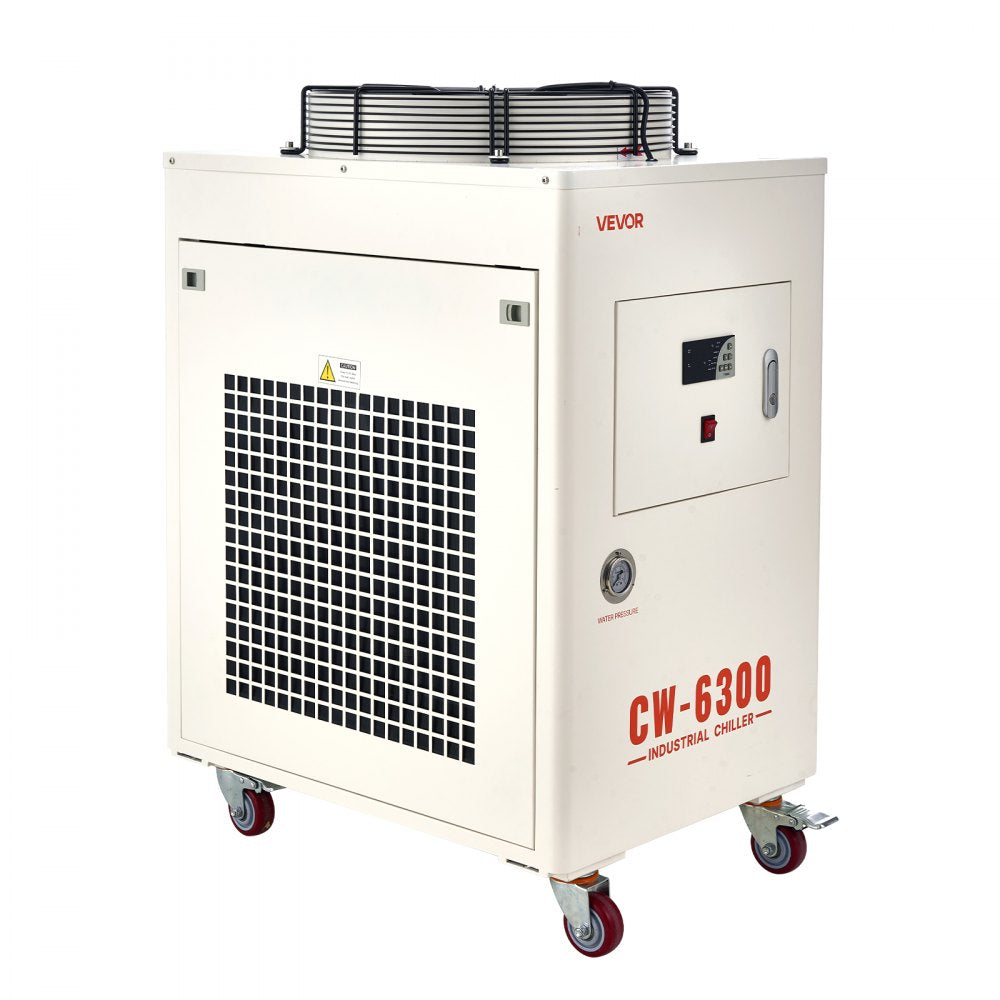 VEVOR Industrial Water Chiller, 27,300 BTU/h, Industrial Water Cooler Cooling System with Compressor, 10.6  Gal Tank Capacity, 18.5 GPM Max Flow Rate, for CO2 Laser Tube Engraving & Cutting Machine
