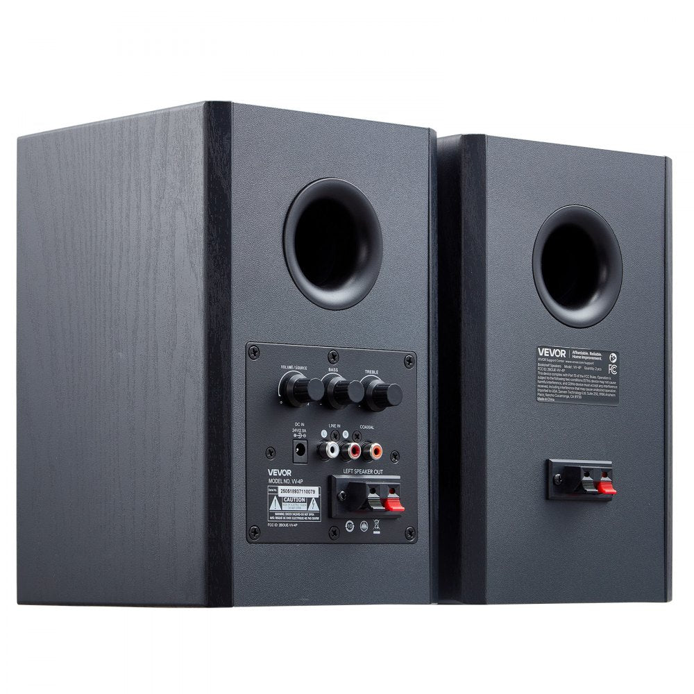 VEVOR Powered Bookshelf Speakers, 20W x 2, Active Studio Monitor Speaker with 4 Inch Woofer, Adjustable Volume and Audio with Bluetooth Optical Connection, Wooden Enclosure, for Record Player PC TV