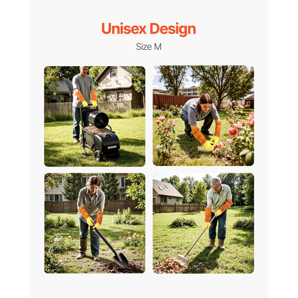 VEVOR Gardening Gloves, Thorn Proof & Puncture Resistant Garden Gloves with Elastic Cuff, 17.5 in Long-Sleeve Glove Rose Pruning Glove for Men & Women Weeding Digging Planting, Size M