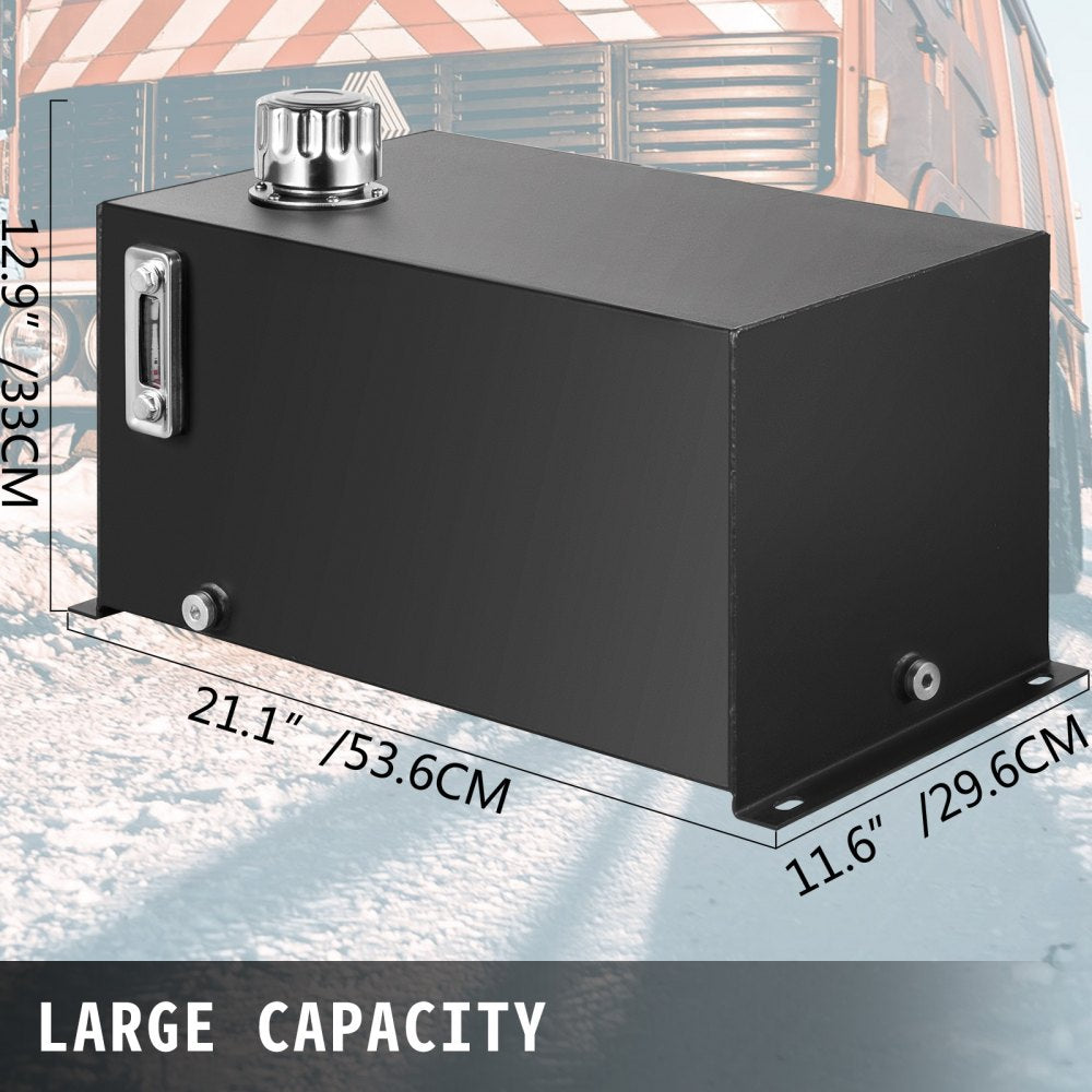 VEVOR Hydraulic Fluid Tank 10 Gal Fuel Tank Heavy Duty Hydraulic Steel Tank Reservoir, Gasoline Transfer Tanks, Hydraulic Reservoir with Strainer Tank Gauge Filter Breather Cap for Tractors & Trucks