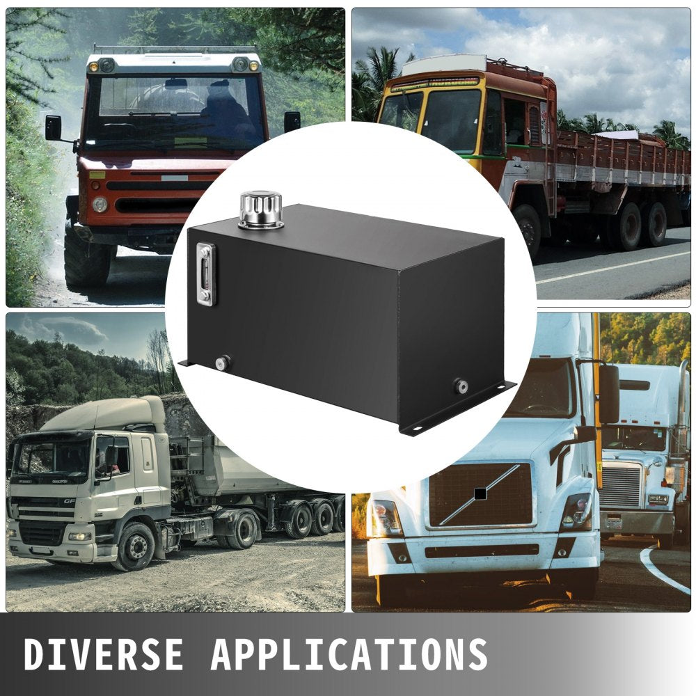 VEVOR Hydraulic Fluid Tank 10 Gal Fuel Tank Heavy Duty Hydraulic Steel Tank Reservoir, Gasoline Transfer Tanks, Hydraulic Reservoir with Strainer Tank Gauge Filter Breather Cap for Tractors & Trucks