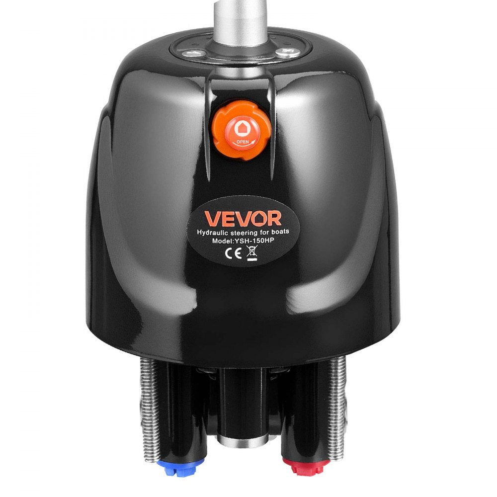 VEVOR Hydraulic Steering Kit, 150 HP, Marine Boat Hydraulic Steering System, with 6.9 MPa/1000 psi Helm Pump, Two-Way Lock Cylinder, and 24ft High-Strength Hoses, for Single Station, Single-Engine Use