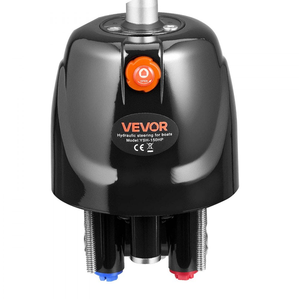 VEVOR Hydraulic Steering Kit, 150 HP, Marine Boat Hydraulic Steering System, with 6.9 MPa/1000 psi Helm Pump, Two-Way Lock Cylinder, and 20ft High-Strength Hoses, for Single Station, Single-Engine Use